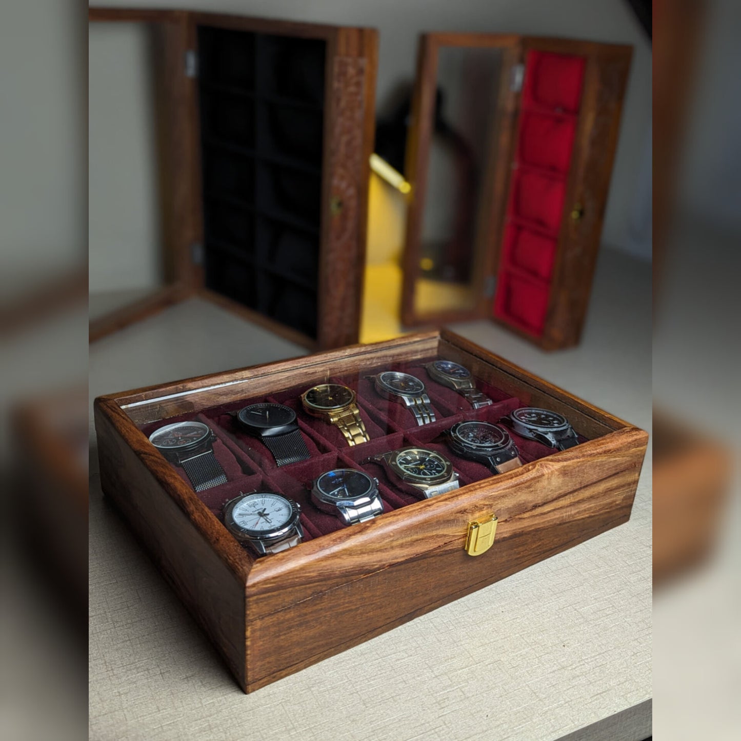 Premium Handmade Wooden Watch Box – Luxury Gift for Watch Lovers